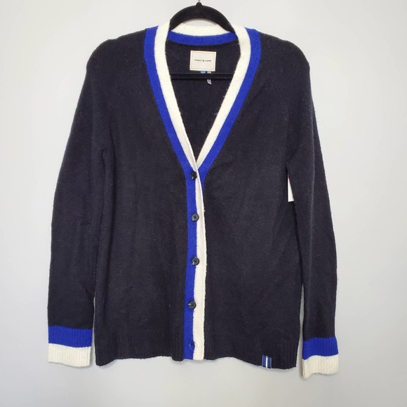 COURT & ROWE Black Kenmare Merino Wool Blend Grandpa Cardigan XS - Picture 2 of 6